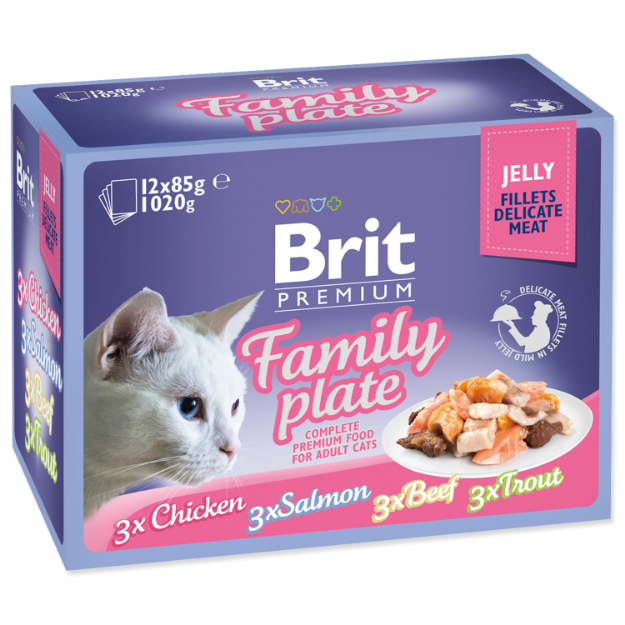 Kapsicky BRIT Premium Cat Delicate Fillets in Jelly Family Plate 1020g