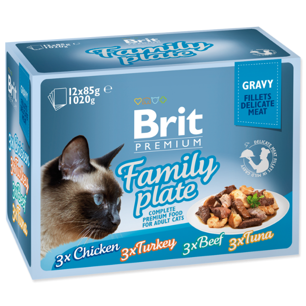 Kapsicky BRIT Premium Cat Delicate Fillets in Gravy Family Plate 1020g